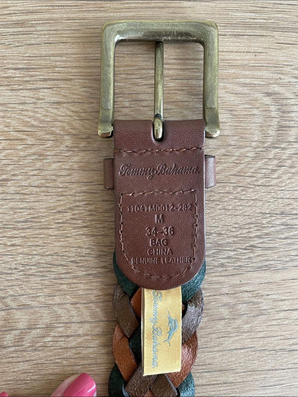 TOMMY BAHAMA MEN’S TRI-TONE BROWN BRAIDED LEATHER BELT Size M (34 - 36)